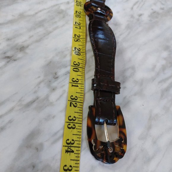 Brighton Women's Black Leather Tortoise Buckle Belt small/30" length - Picture 6 of 9